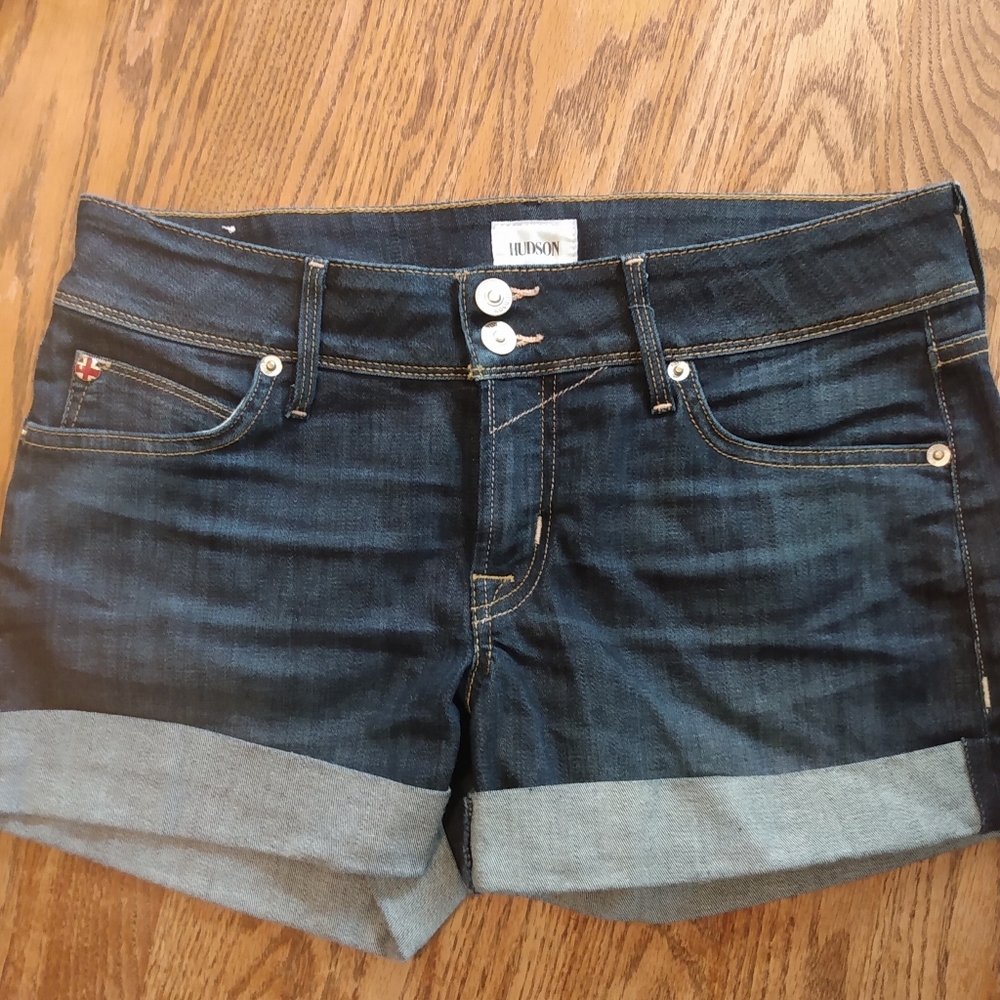 Hudson Jean Shorts Croxley Mid Thigh Short size 27 Dark Denim